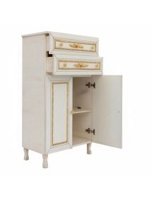 Colonna mobile bagno barocco legno avorio decapè oro 65x35x108