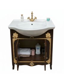 Mobile bagno legno barocco legno noce oro L.75 P.50