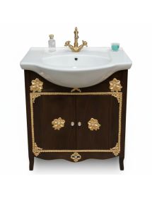 Mobile bagno legno barocco legno noce oro L.75 P.50