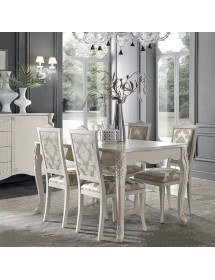 Credenza in legno shabby con rilievo bianco 193x58x111