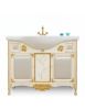 Mobile bagno legno barocco legno decapè avorio oro ecopelle L.105 P.50