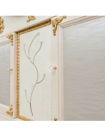 Mobile bagno legno barocco legno decapè avorio oro ecopelle L.105 P.50