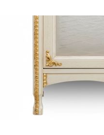 Mobile bagno legno barocco legno decapè avorio oro ecopelle L.105 P.50