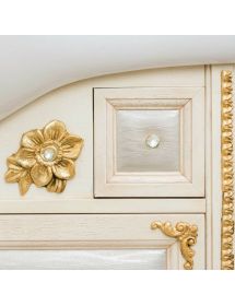 Mobile bagno legno barocco legno decapè avorio oro ecopelle L.105 P.50