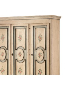 MOBILI 2G - Armadio 3 porte 3 cassetti in legno finitura avorio antico  arte povera L.184 x P.60 H.217
