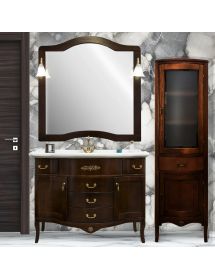 Mobile bagno classico con colonna legno tinta noce L.110 P.60
