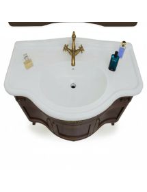 Mobile bagno classico con colonna legno tinta noce L.110 P.60