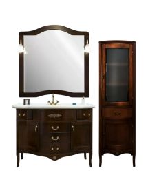 Mobile bagno classico con colonna legno tinta noce L.110 P.60