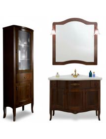 Mobile bagno classico con colonna legno tinta noce L.110 P.60