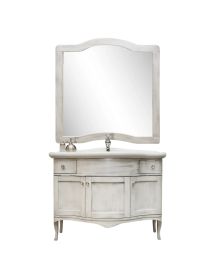 MOBILE BAGNO LEGNO SHABBY BIANCO PATINATO ARGENTO L.110 P.60