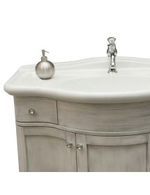 MOBILE BAGNO LEGNO SHABBY BIANCO PATINATO ARGENTO L.110 P.60