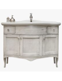 MOBILE BAGNO LEGNO SHABBY BIANCO PATINATO ARGENTO L.110 P.60