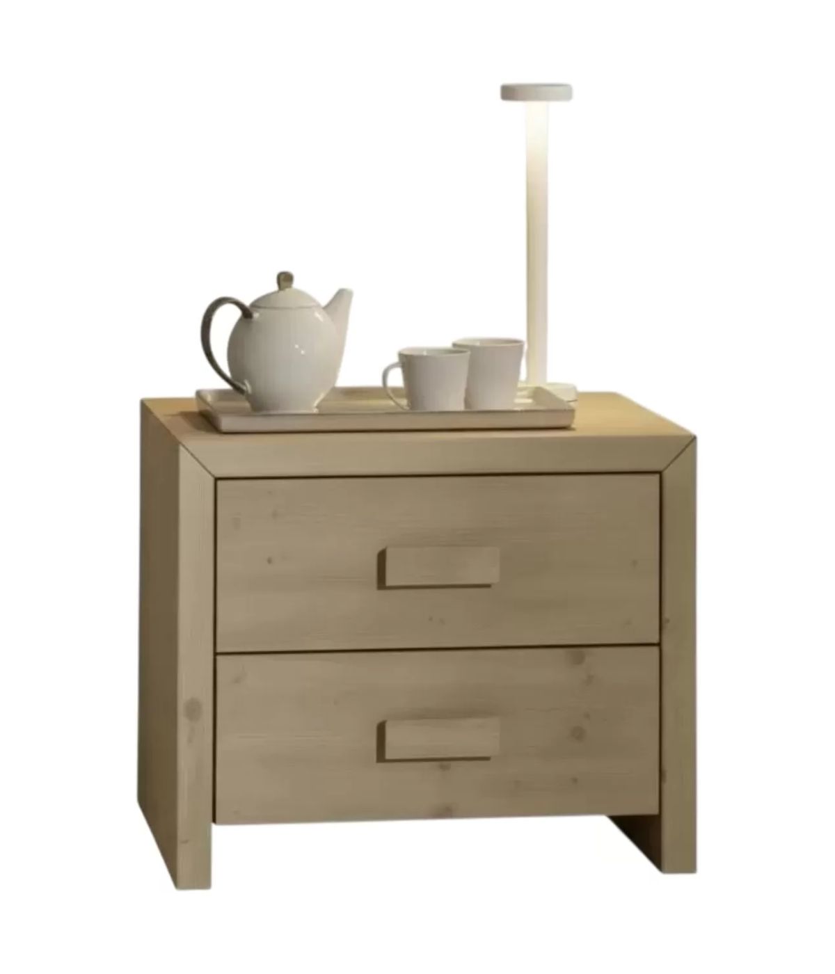 COMODINO CORTINA 2 CASSETTI LEGNO DI ABETE 55X40X45