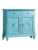 Madia 2 porte legno shabby azzurro consumato pavoncelle 112X49X98