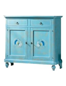 Madia 2 porte legno shabby azzurro consumato pavoncelle 112X49X98