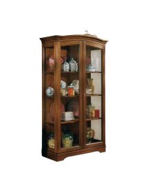 MOBILI 2G - VETRINA CAPPELLO GENDARME IN LEGNO MASSELLO 2 PORTE TINTA NOCE L.106 P.46 H.191