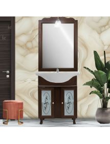 MOBILE BAGNO LEGNO ARTE POVERA TINTA NOCE L.75 P.50