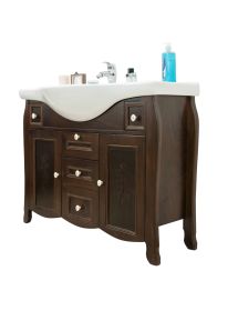 MOBILE BAGNO CLASSICO LEGNO SAGOMATO NOCE L.105 P.50