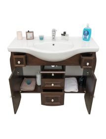 MOBILE BAGNO CLASSICO LEGNO SAGOMATO NOCE L.105 P.50