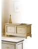 MOBILI 2G - Cassapanca in legno arte povera laccato avorio con profilo verde L.100 x P.44 H.51