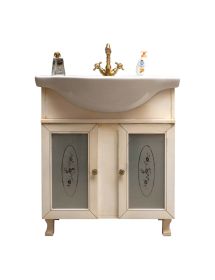 MOBILE BAGNO LEGNO ARTE POVERA AVORIO ANTICATO L.75 P.50