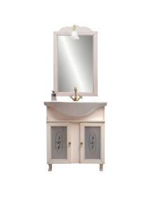 MOBILE BAGNO LEGNO ARTE POVERA AVORIO ANTICATO L.75 P.50