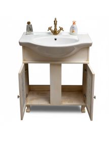 MOBILE BAGNO LEGNO ARTE POVERA AVORIO ANTICATO L.65 P.50