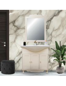 MOBILE BAGNO LEGNO ARTE POVERA AVORIO L.85 P.50