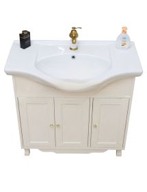 MOBILE BAGNO LEGNO ARTE POVERA AVORIO L.85 P.50