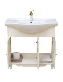 MOBILE BAGNO LEGNO ARTE POVERA AVORIO L.85 P.50