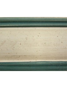 MOBILI 2G - Cassapanca in legno arte povera laccato bianco con profilo azzurro L.120 x P.44 H.51