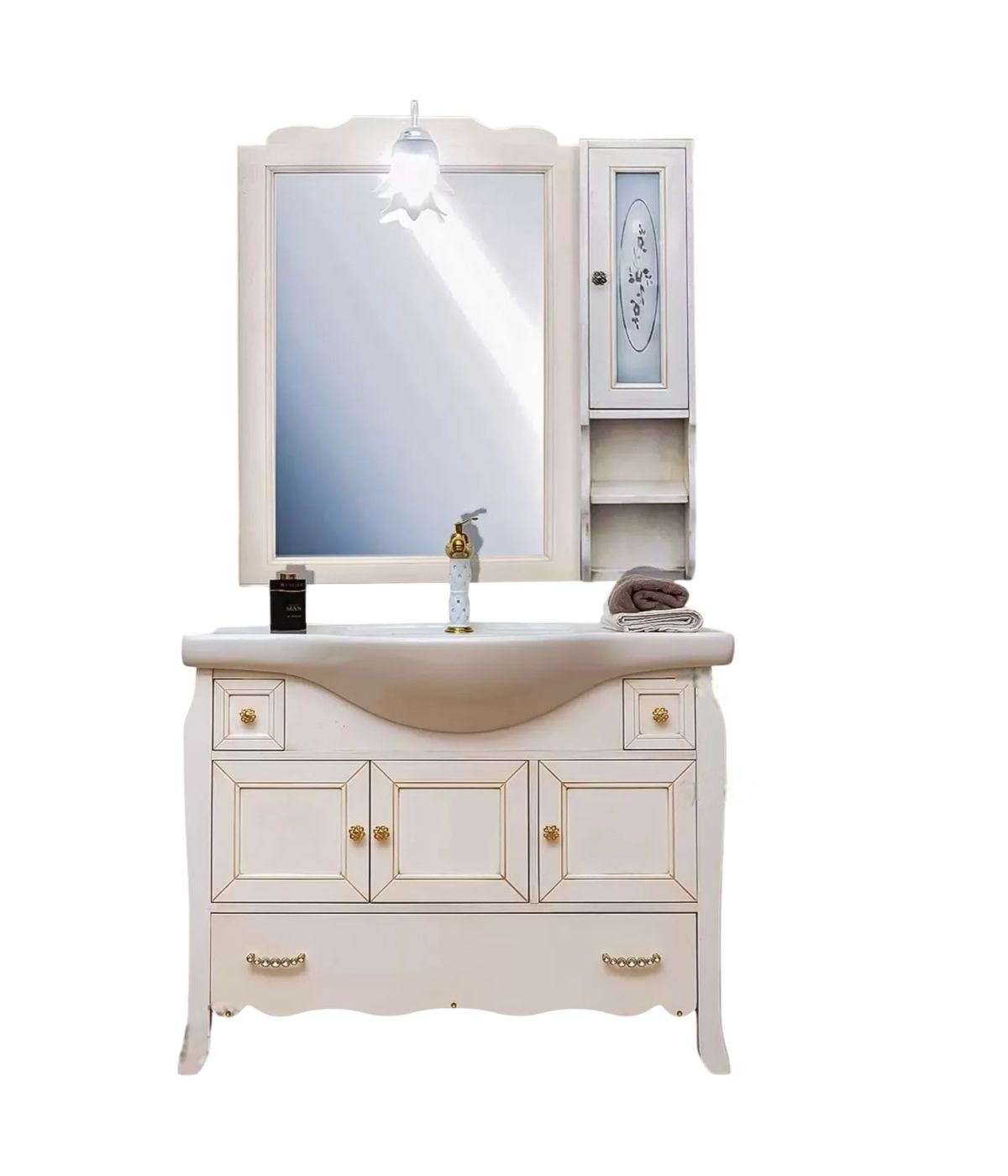 MOBILE BAGNO LEGNO SHABBY AVORIO ANTICATO L.105 P.50