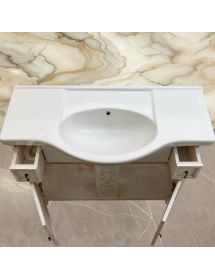 MOBILE BAGNO LEGNO SHABBY AVORIO ANTICATO INTAGLIATO L.105 P.50