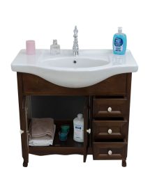 MOBILE BAGNO LEGNO ARTE POVERA TINTA NOCE L.85 P.50