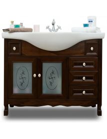 MOBILE BAGNO LEGNO ARTE POVERA TINTA NOCE L.85 P.50