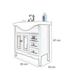 MOBILE BAGNO LEGNO ARTE POVERA TINTA NOCE L.85 P.50