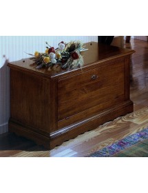 MOBILI 2G - Cassapanca in legno arte povera doppia apertura tinta noce scuro L.100 x P.43 H.50
