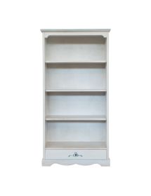 Libreria shabby legno bianco anticato decoro cuore 94x36x189H