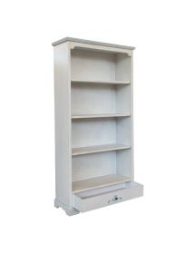 Libreria shabby legno bianco anticato decoro cuore 94x36x189H