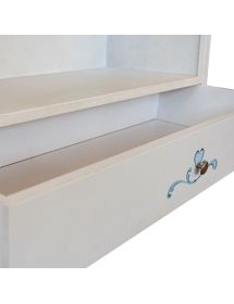 Libreria shabby legno bianco anticato decoro cuore 94x36x189H