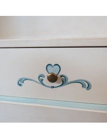 Libreria shabby legno bianco anticato decoro cuore 94x36x189H