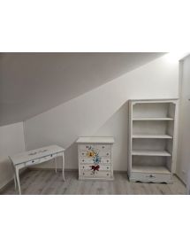 Libreria shabby legno bianco anticato decoro cuore 94x36x189H