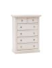 Cassettiera 6 cassetti legno shabby bianco anticato pomoli argento 62x37X93