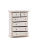 Cassettiera 6 cassetti legno shabby bianco anticato pomoli argento 62x37X93