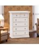 Cassettiera 6 cassetti legno shabby bianco anticato pomoli argento 62x37X93