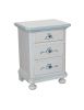 Comodino 3 cassetti legno shabby bianco anticato decori cuore 51x40x66