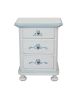 Comodino 3 cassetti legno shabby bianco anticato decori cuore 51x40x66