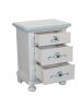Comodino 3 cassetti legno shabby bianco anticato decori cuore 51x40x66