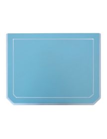 Comodino 3 cassetti legno shabby azzurro anticato decorato filo bianco 51x40x66