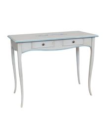 Consolle legno shabby bianco anticato filo azzurro pavoncella 101X55x80